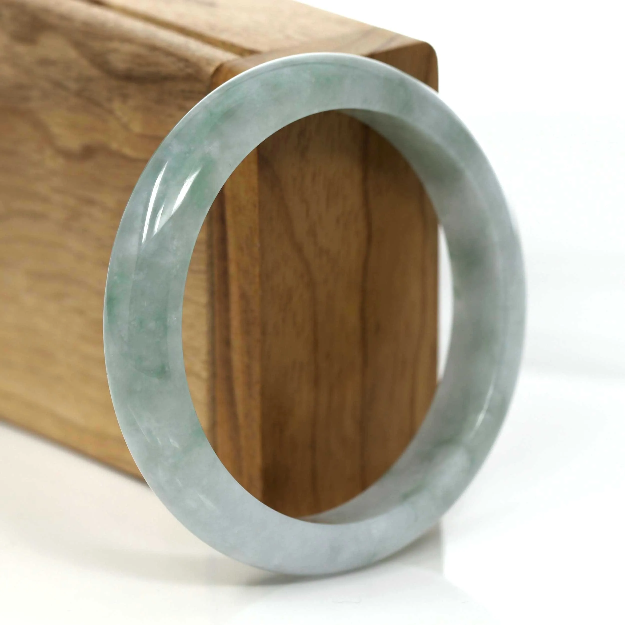 Genuine Burmese Green Jadeite Jade Bangle Bracelet (57.39 mm) #651