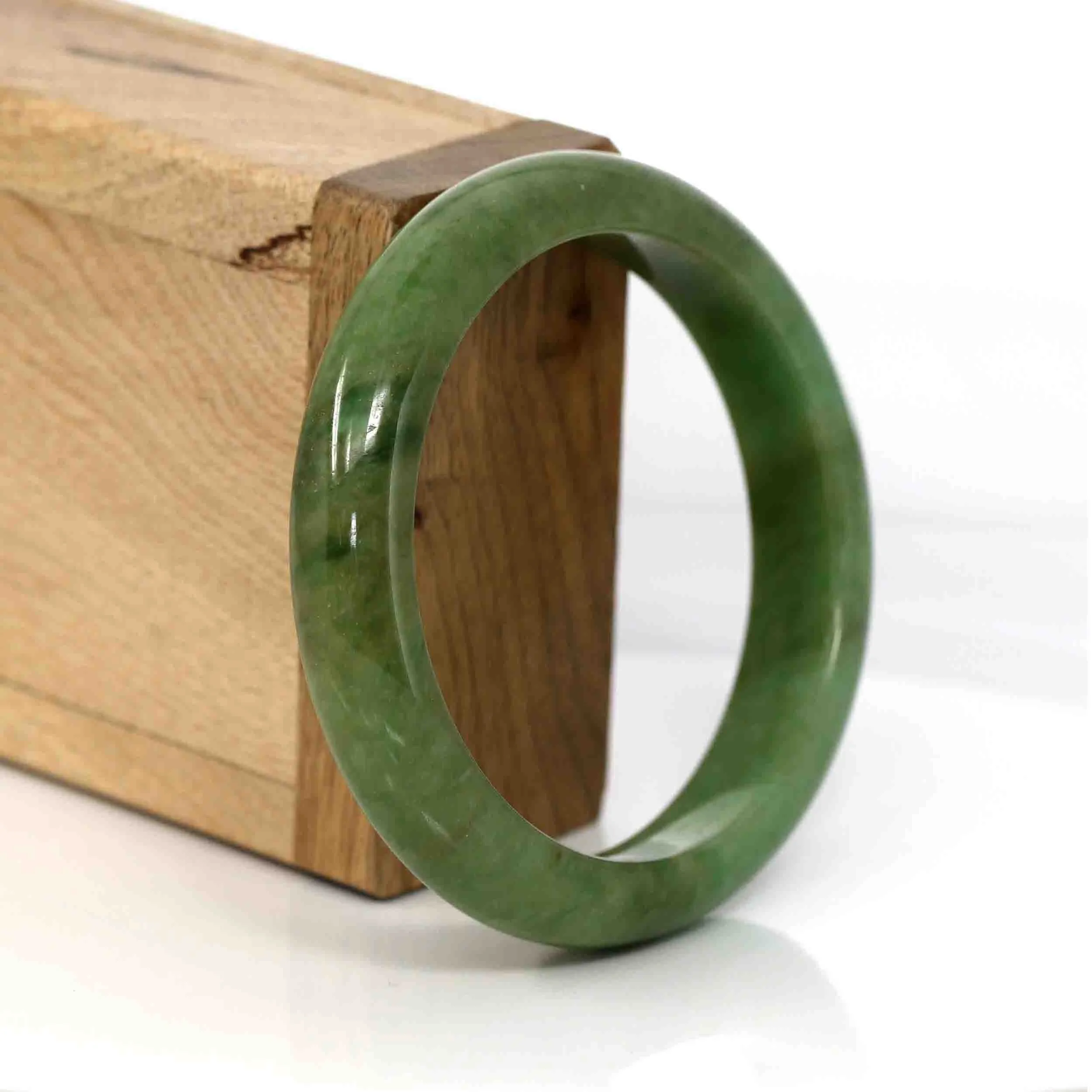Genuine Burmese High End Deep Green Jadeite Jade Bangle Bracelet (56.52 mm) #282