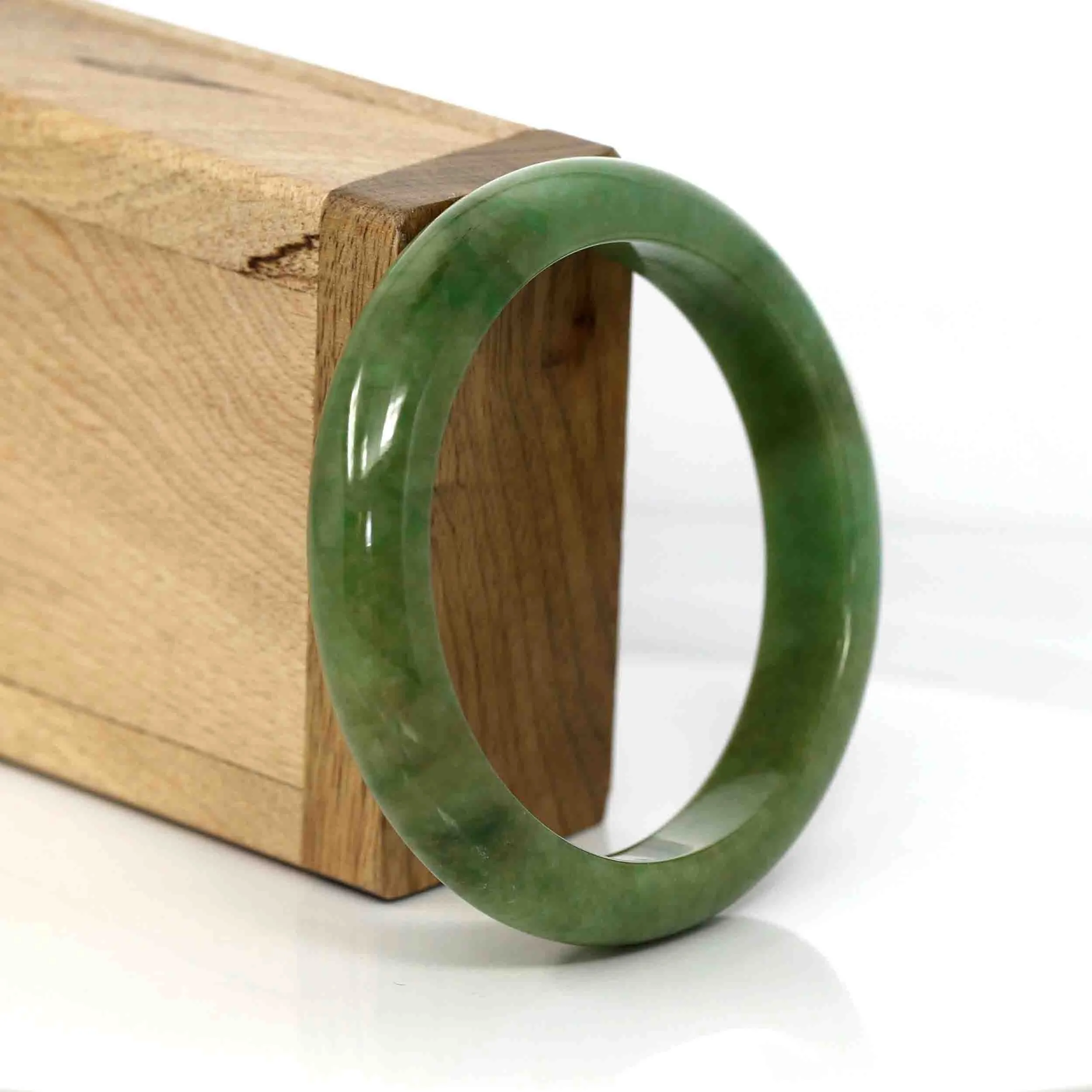 Genuine Burmese High End Deep Green Jadeite Jade Bangle Bracelet (56.52 mm) #282