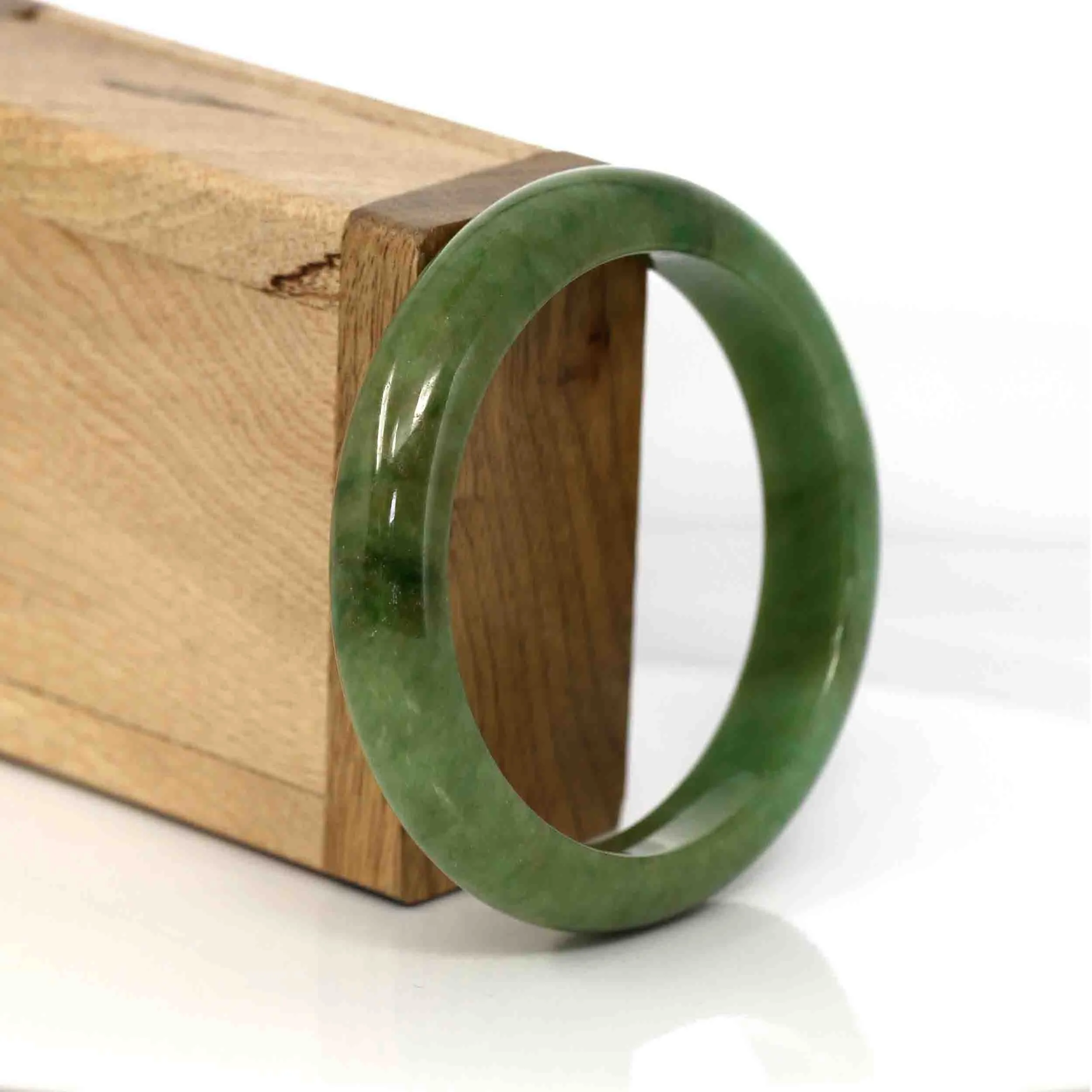 Genuine Burmese High End Deep Green Jadeite Jade Bangle Bracelet (56.52 mm) #282