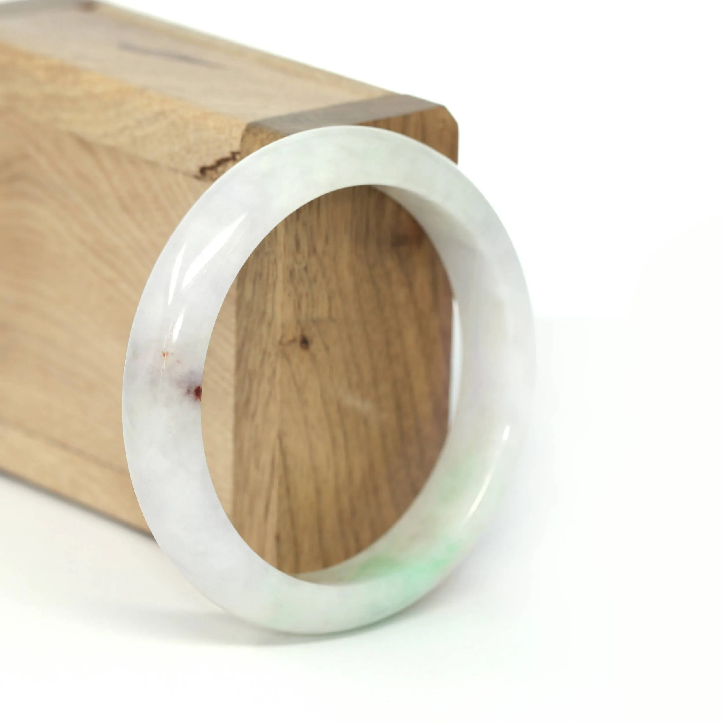 Genuine Burmese Light Lavender & Green Jadeite Jade Bangle Bracelet (56.33 mm) #253