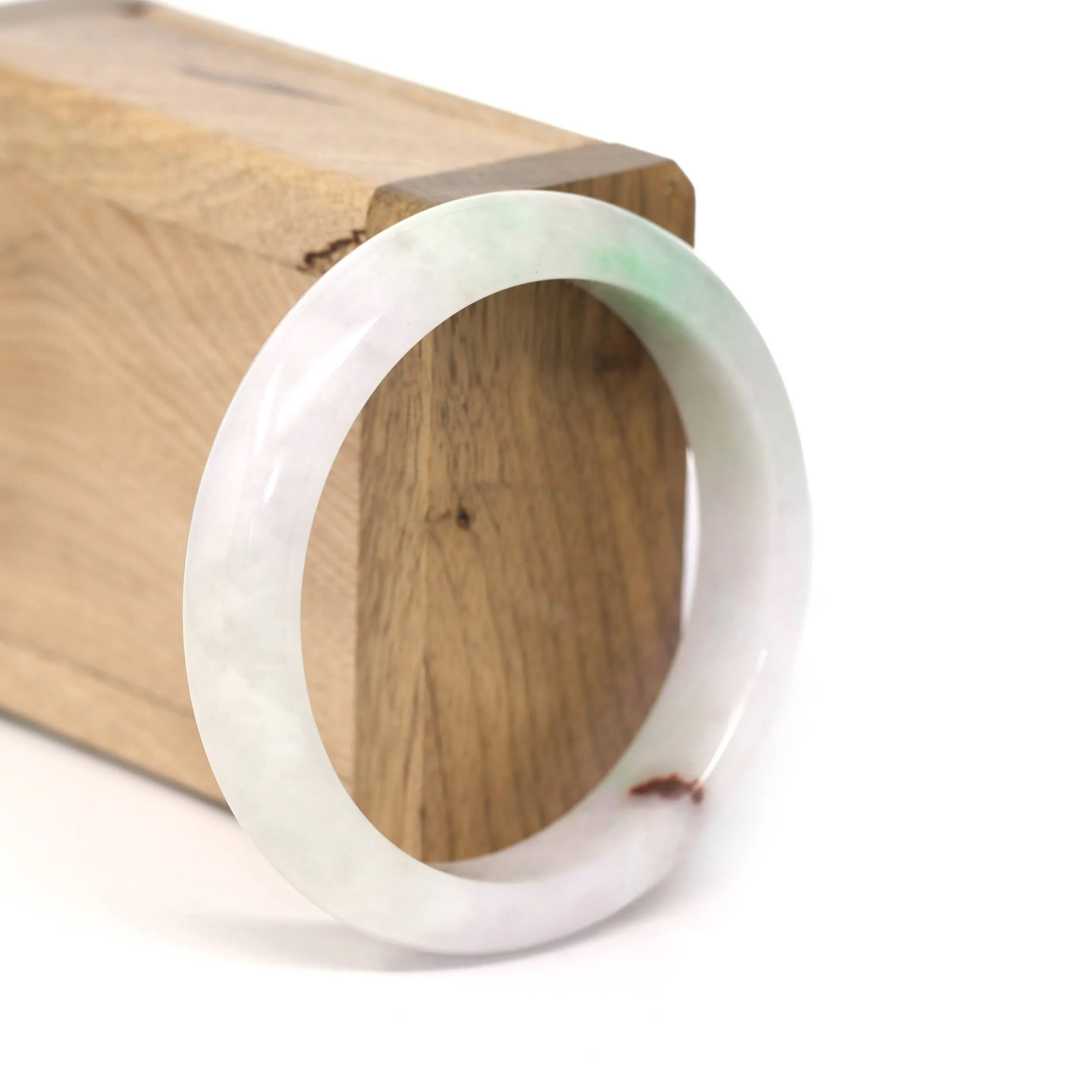Genuine Burmese Light Lavender & Green Jadeite Jade Bangle Bracelet (56.33 mm) #253