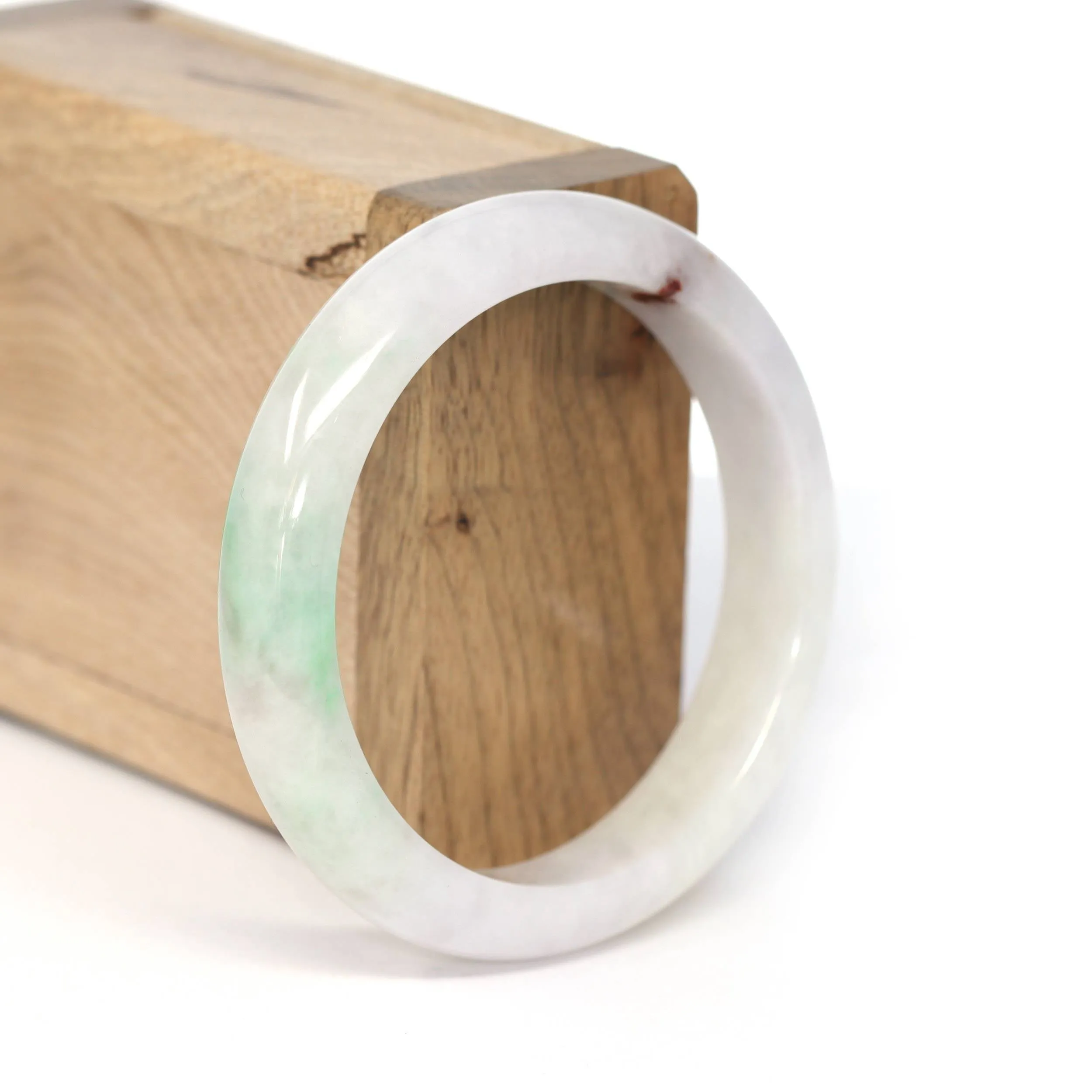 Genuine Burmese Light Lavender & Green Jadeite Jade Bangle Bracelet (56.33 mm) #253