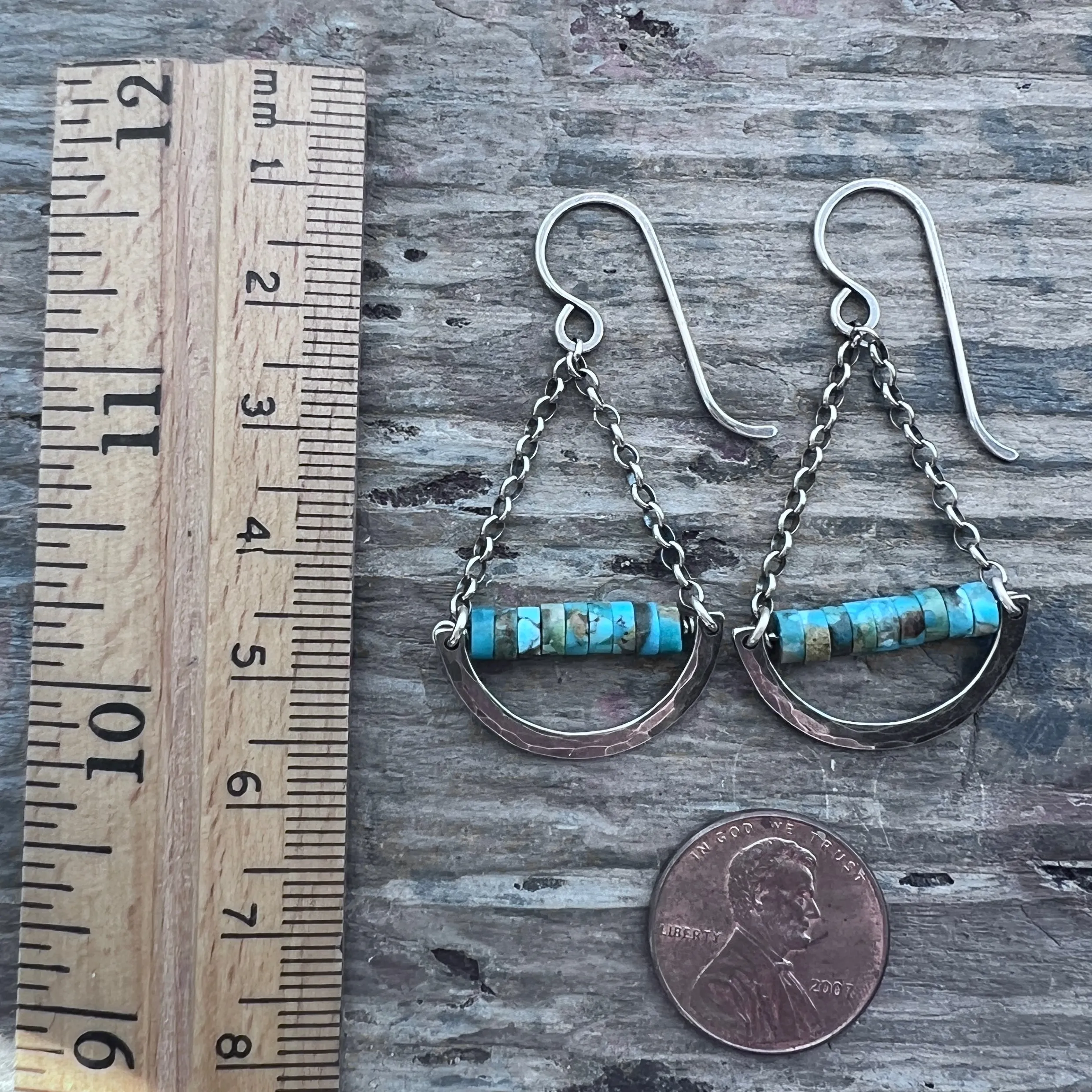 Genuine Turquoise and Sterling Silver Chandelier Earrings