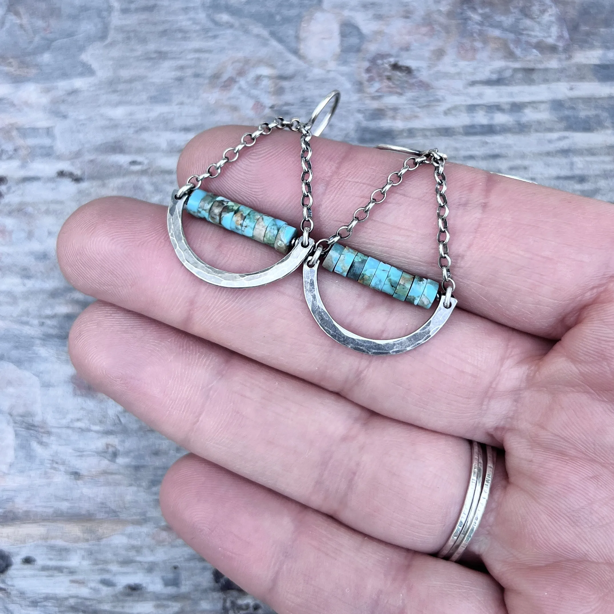Genuine Turquoise and Sterling Silver Chandelier Earrings