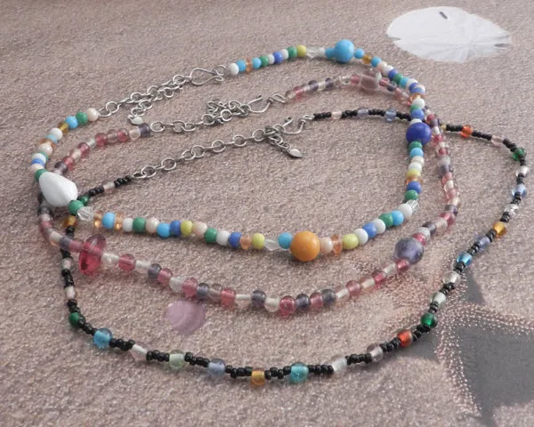 Glass Bead Lavender Glass Mix Choker