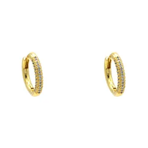 Gold Cubic Zirconia Pave Hoop Earrings