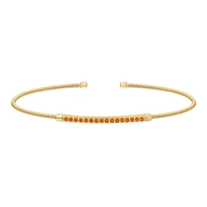 Gold Finish Sterling Silver Cable Cuff Bracelet with Simulated Citrine Birth Gems - November