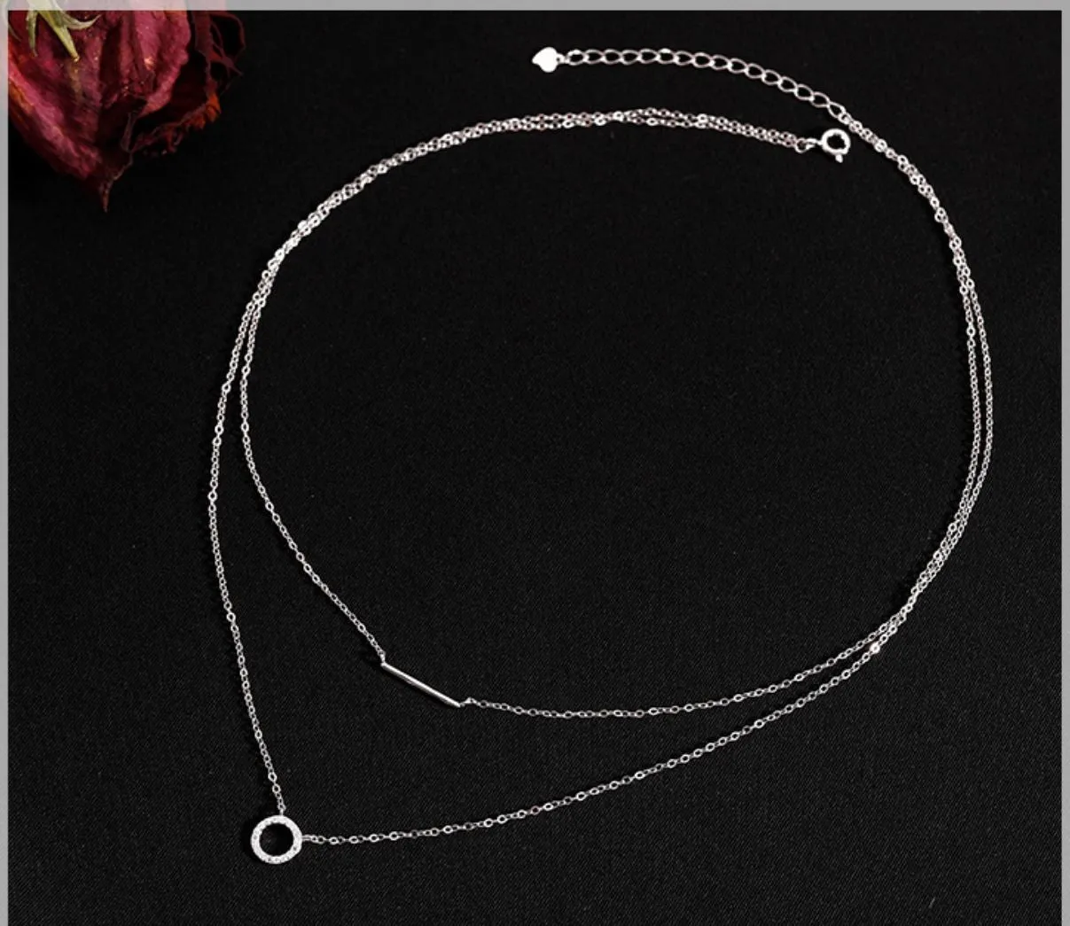 Gold Plated Silver Double Layer Geometric Choker Necklace