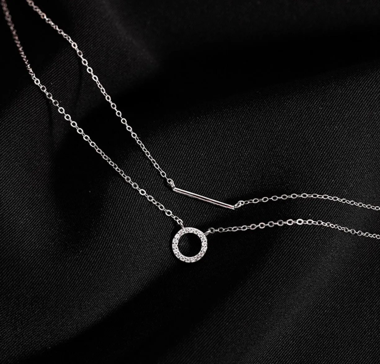 Gold Plated Silver Double Layer Geometric Choker Necklace