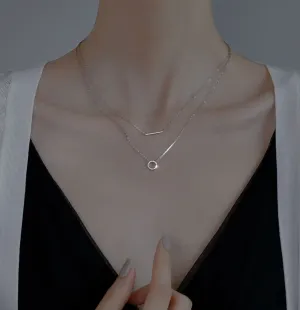 Gold Plated Silver Double Layer Geometric Choker Necklace