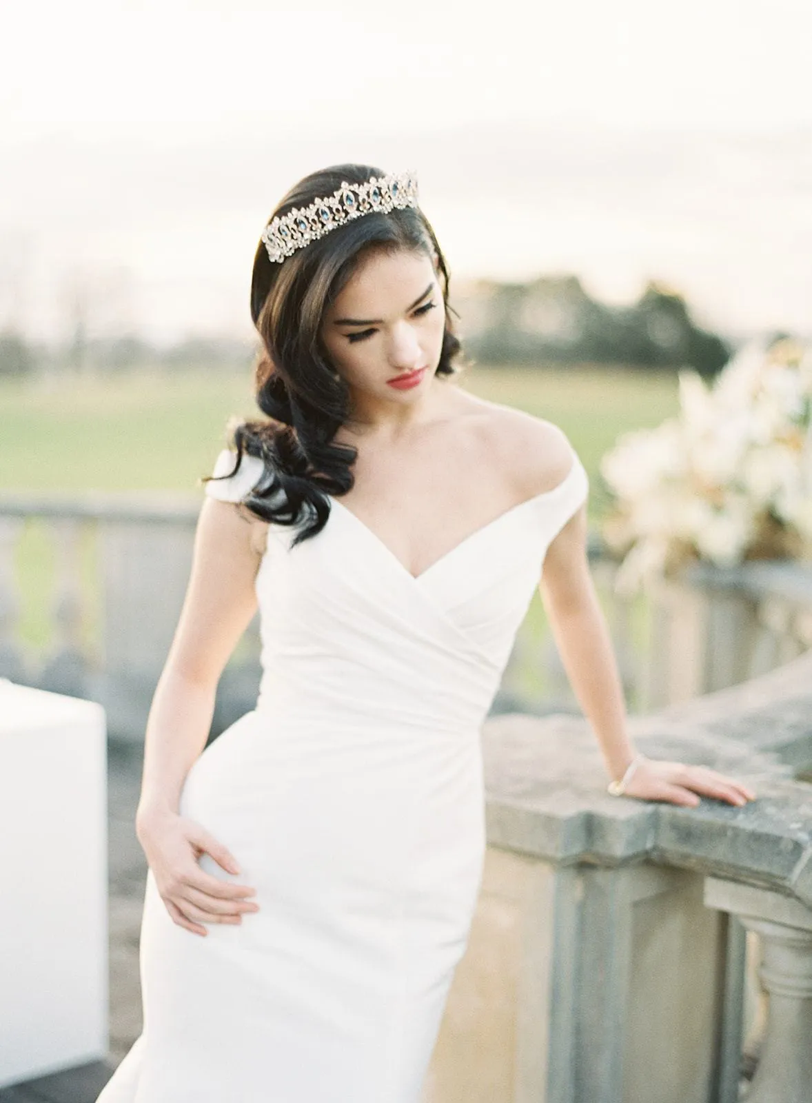 GRAND SERENA Tiara with London Blue Topaz Swarovski Crystal Accents