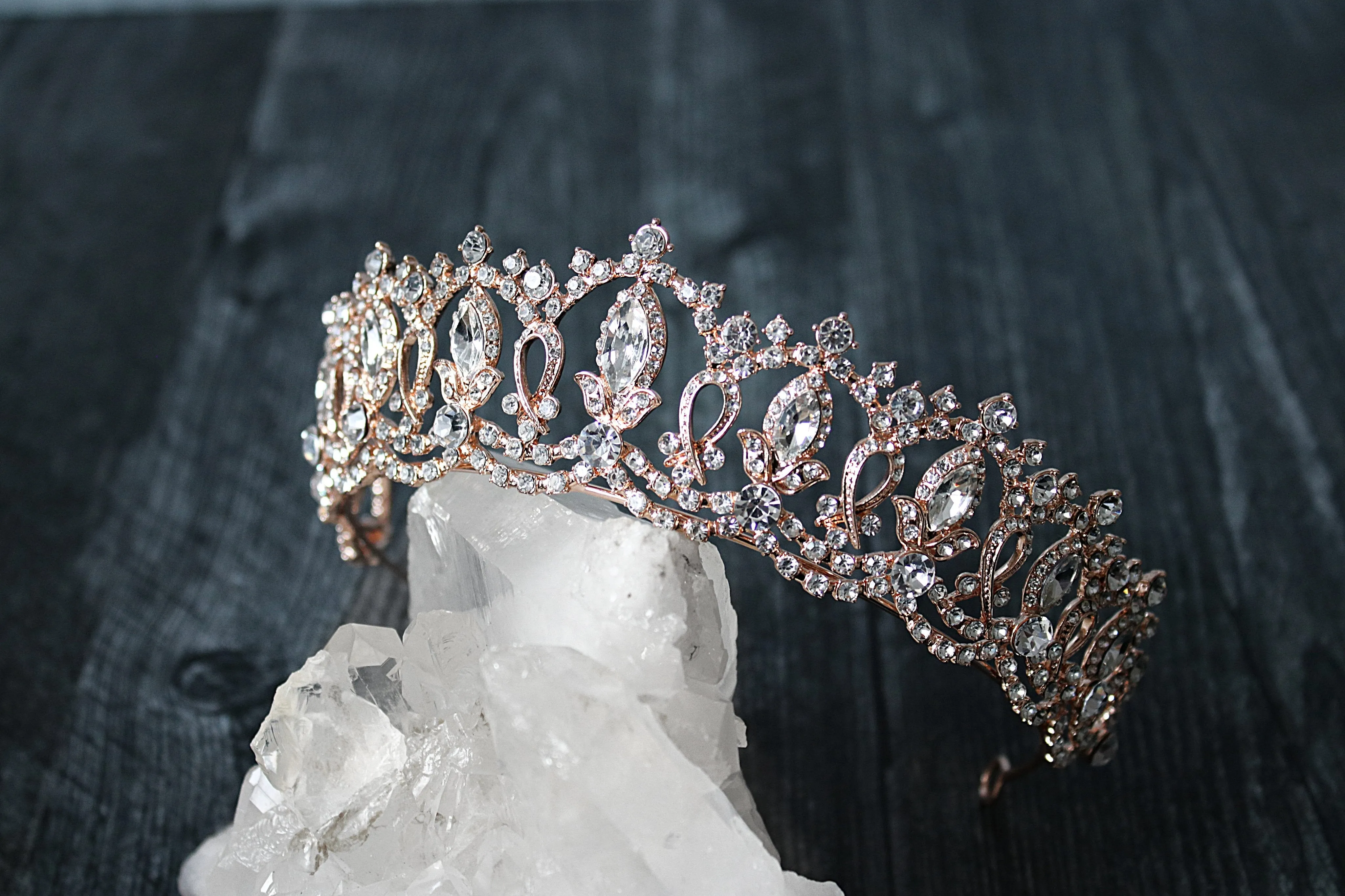 GRAND SERENA Tiara with London Blue Topaz Swarovski Crystal Accents