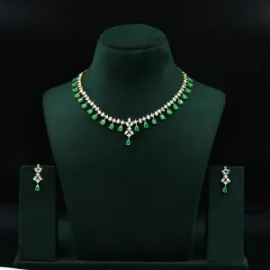 Green Zircon/AD Necklace Set 14450-1540