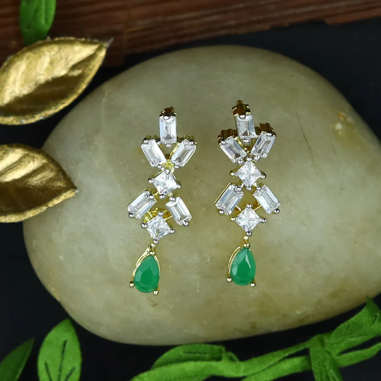 Green Zircon/AD Necklace Set 14450-1540