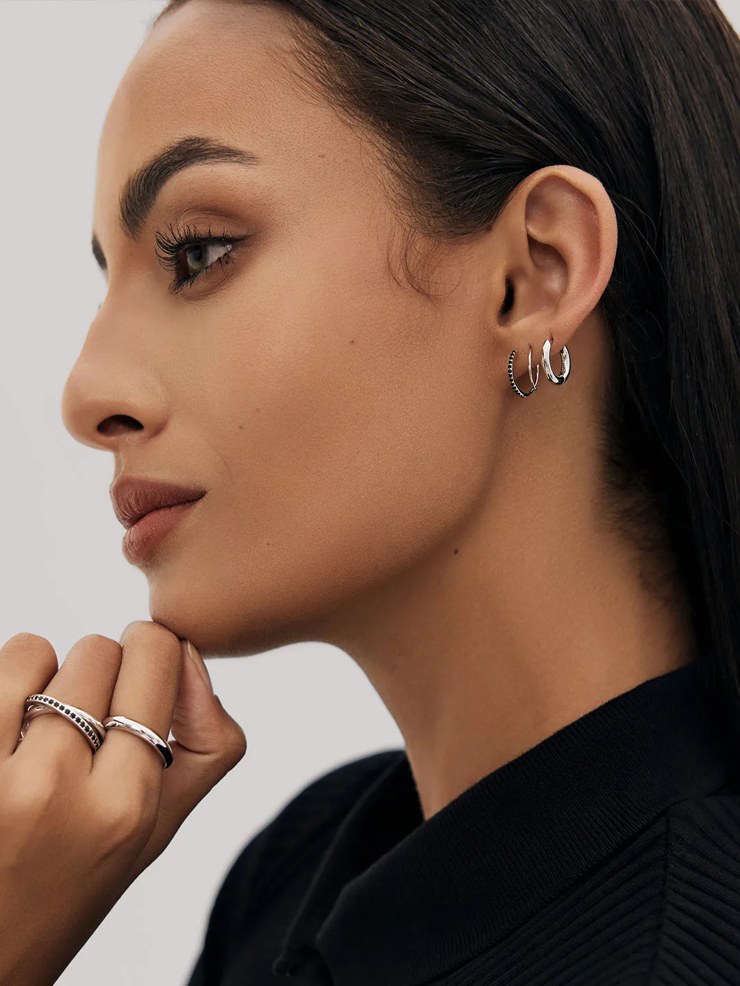 Half Pave Double Hoops