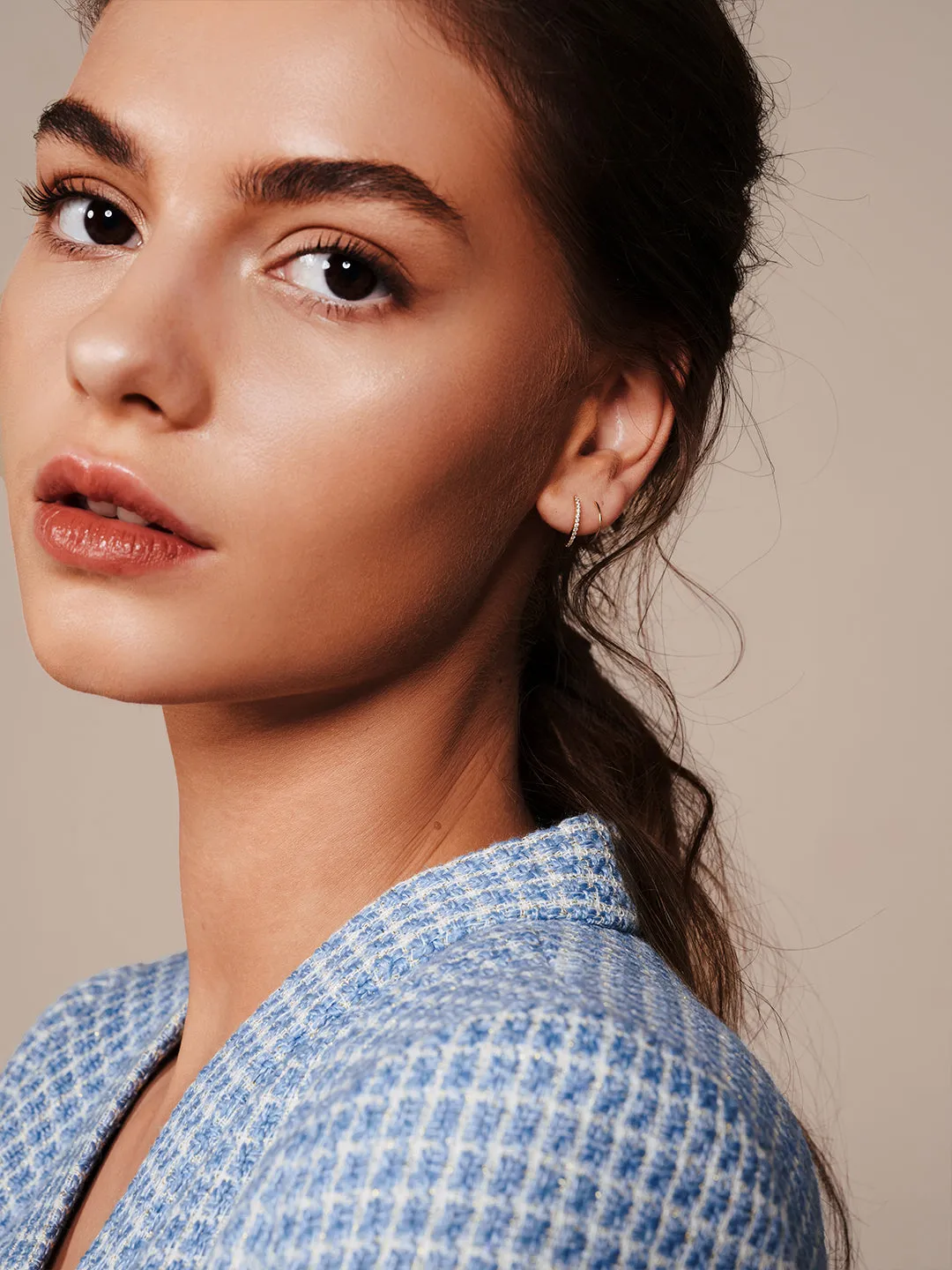 Half Pave Double Hoops