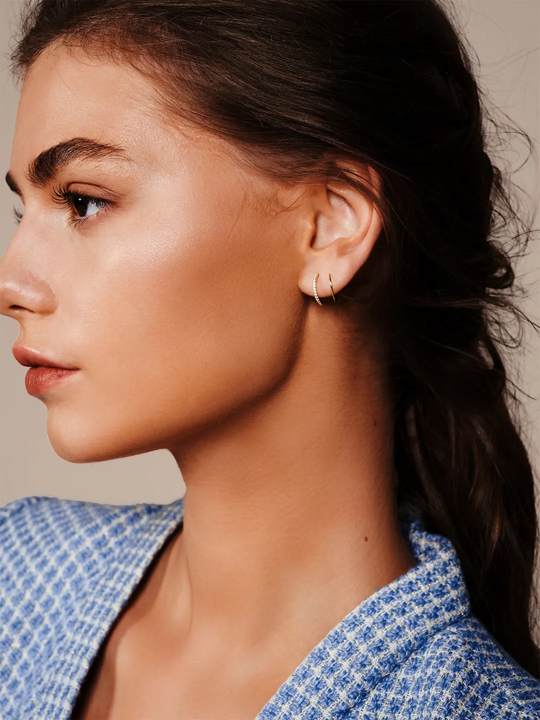 Half Pave Double Hoops