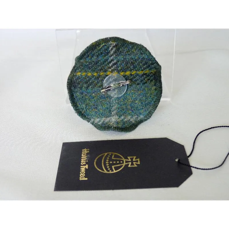 Harris Tweed Three Layer Brooch - Green & Gold