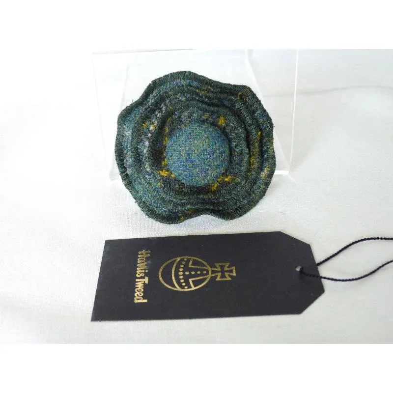 Harris Tweed Three Layer Brooch - Green & Gold