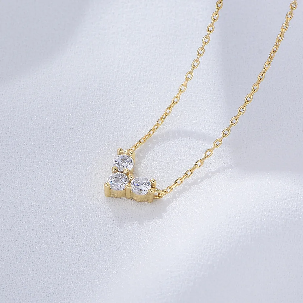 Heart-shape Zircon Pendant Sterling Silver Necklace for Women