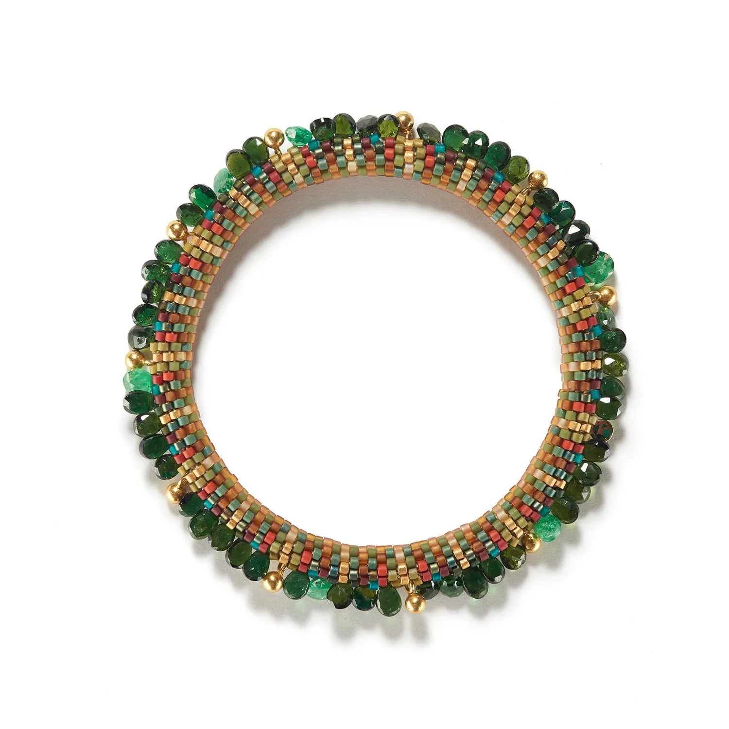 Holiday Green and Gold Bracelet