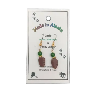 Jade and Stone Leaf Earrings