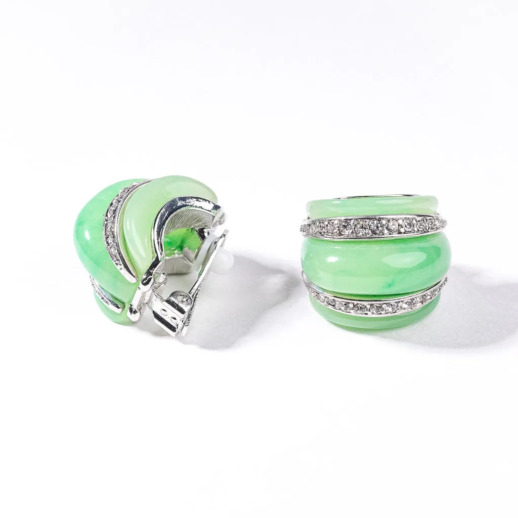 Jade Resin Ribbed Hoop Clip Earring