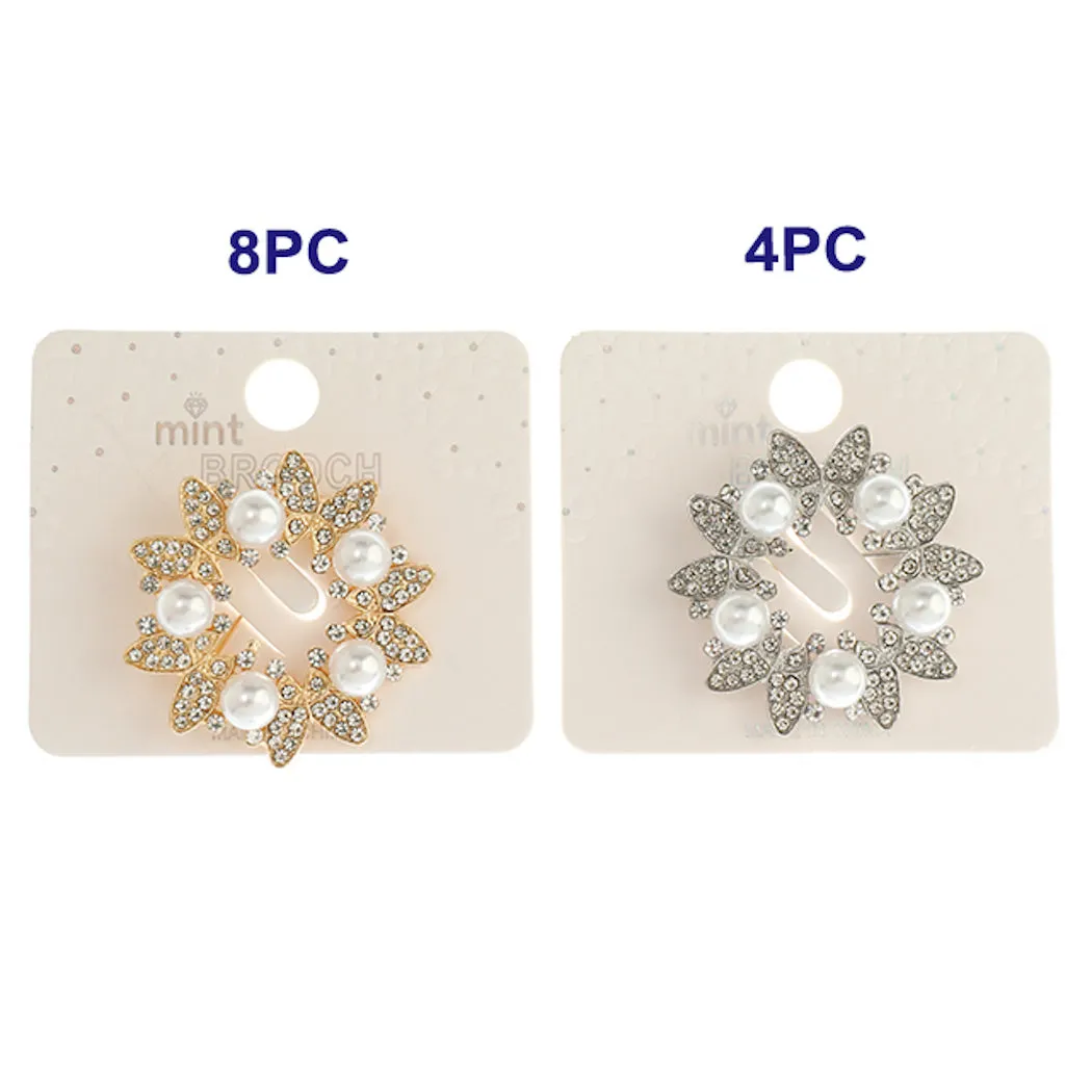 JAH44821-Rhinestone Peacock Butterfly Wreath Brooch
