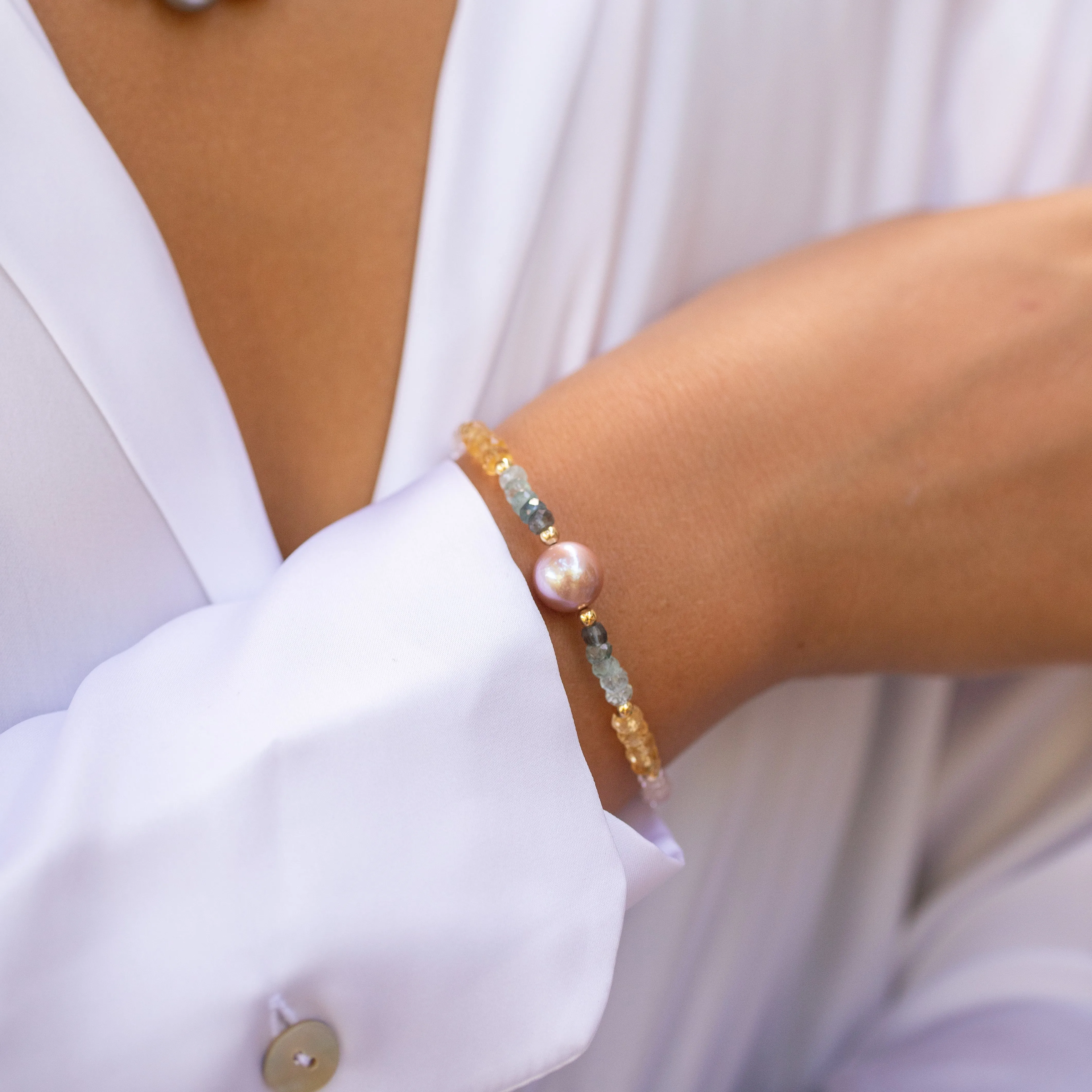 Jasmine Pink Edison Pearl Bracelet