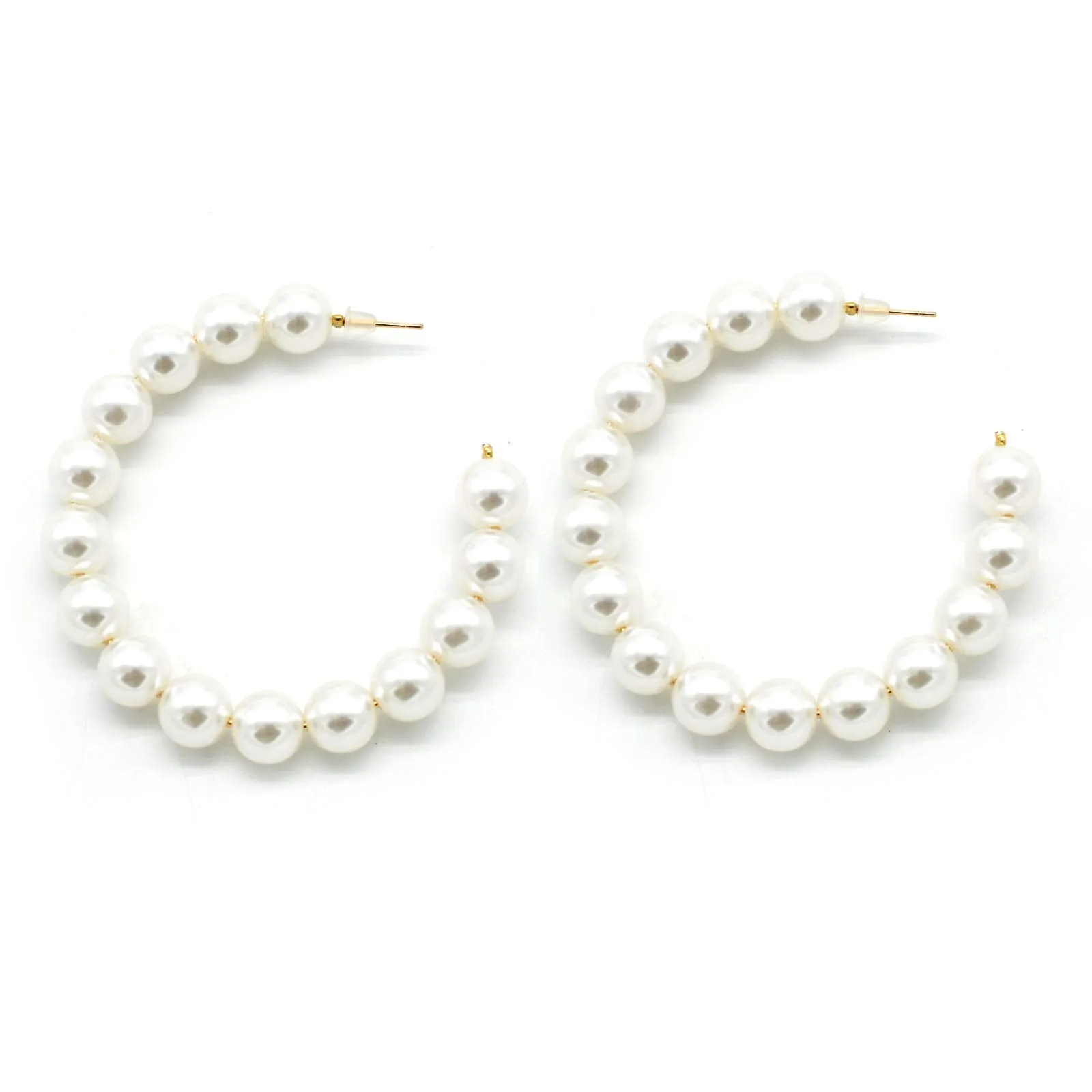 Joker & Witch Glitzy Pearls Gold and White Hoop Earrings for Women