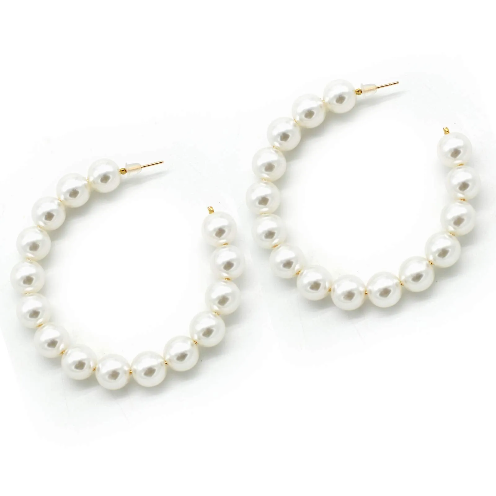 Joker & Witch Glitzy Pearls Gold and White Hoop Earrings for Women