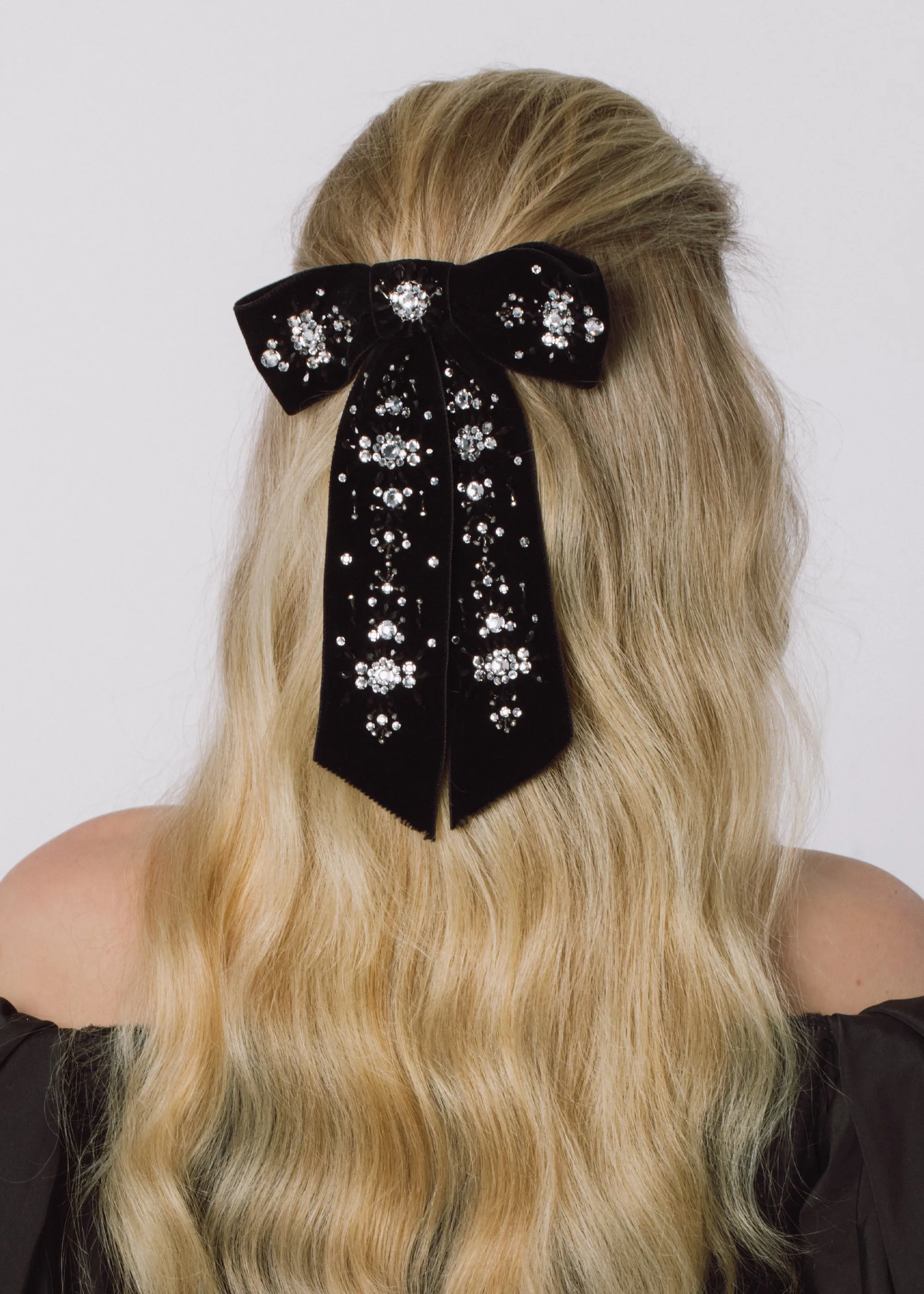 Kassia Bow Barrette -- Jet