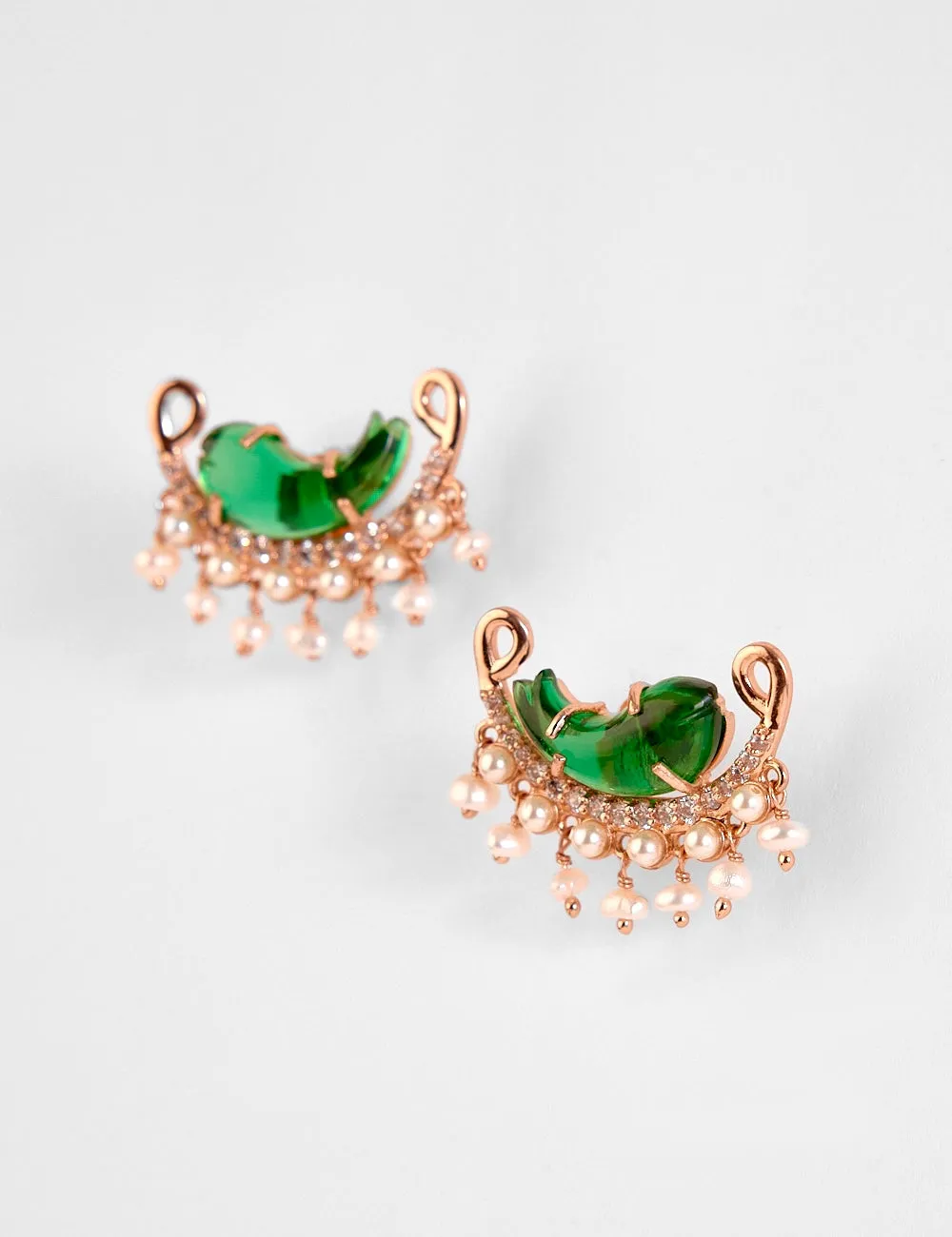 Le Cleo Stud Earrings in Jade Green