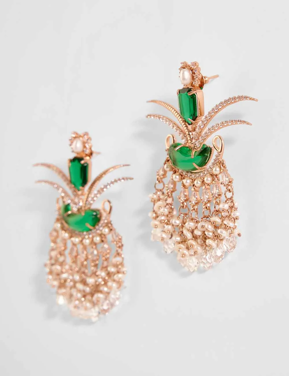Le Palm Fish Earrings in Jade Green