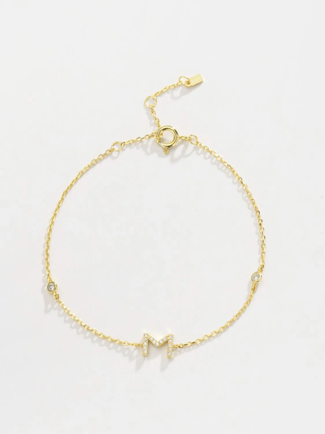 Letter Initial Bracelet, L To P Zircon 925 Sterling Silver Bracelet