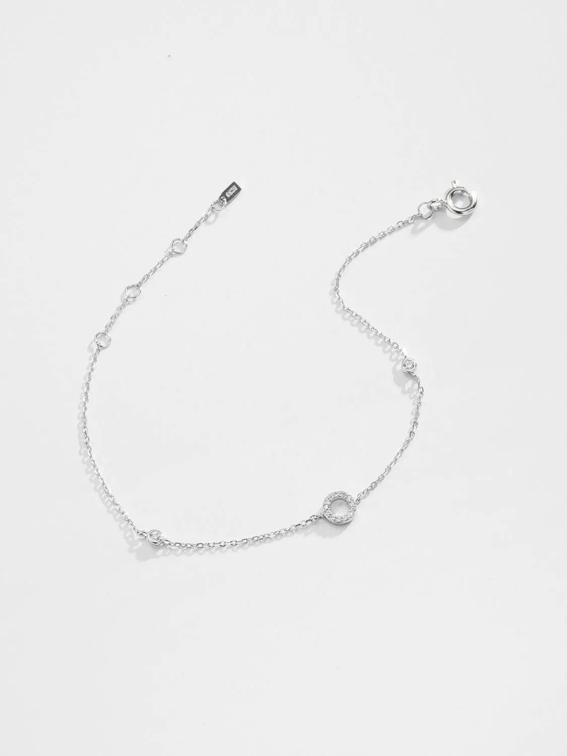 Letter Initial Bracelet, L To P Zircon 925 Sterling Silver Bracelet