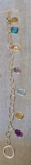 Link Bracelet with mixed Gemstones
