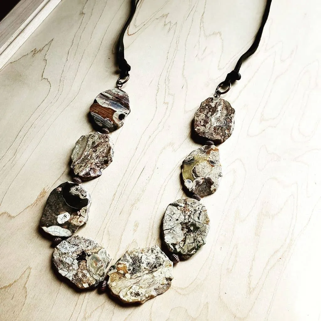 Long Natural Slab Bohemian Necklace