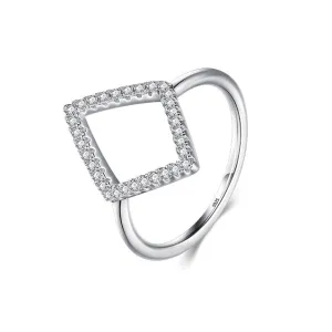 Luxury Sterling Silver Zircon Hollow Diamond Ring for Women, Size 5-9