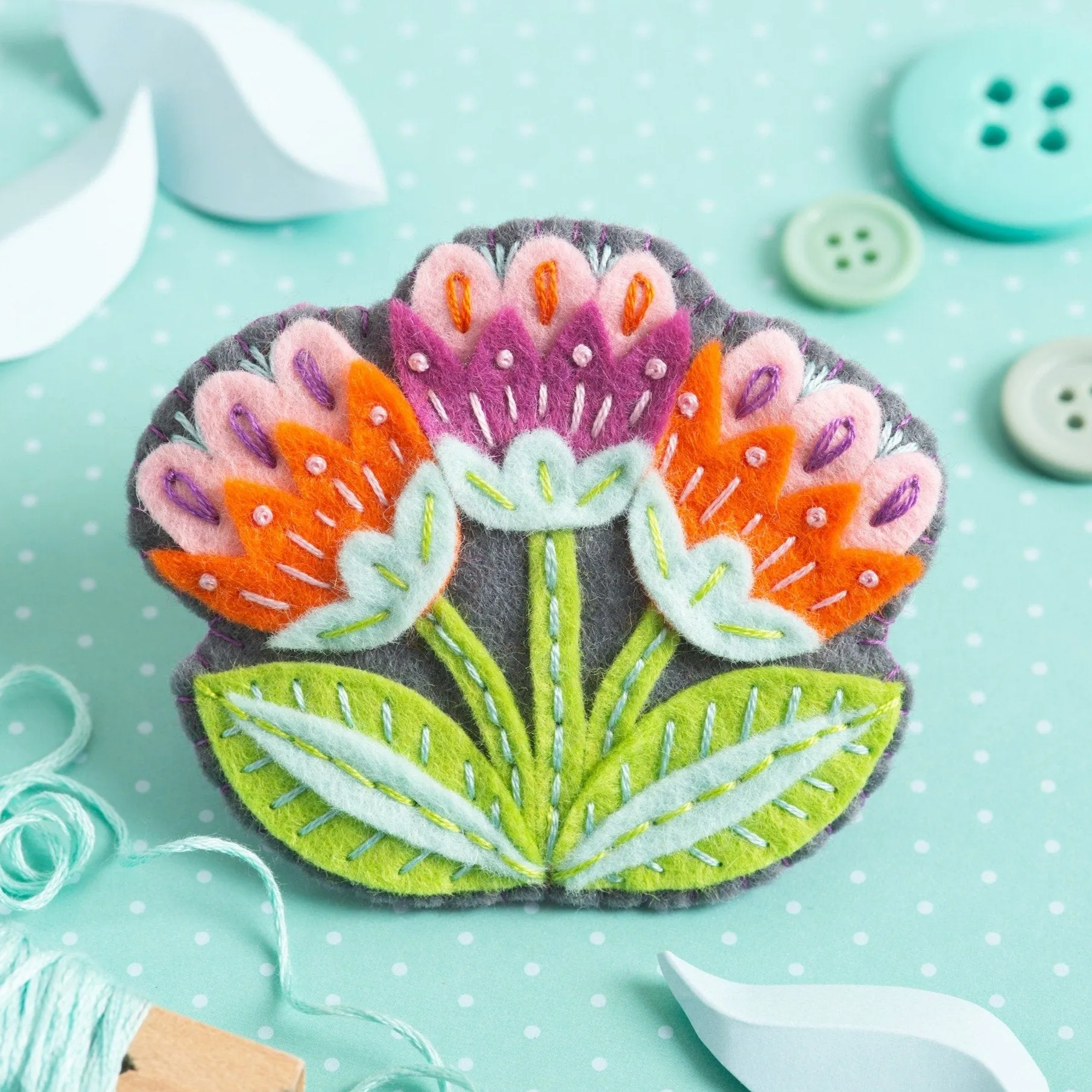 Marianne Flower Felt Craft Brooch Kit