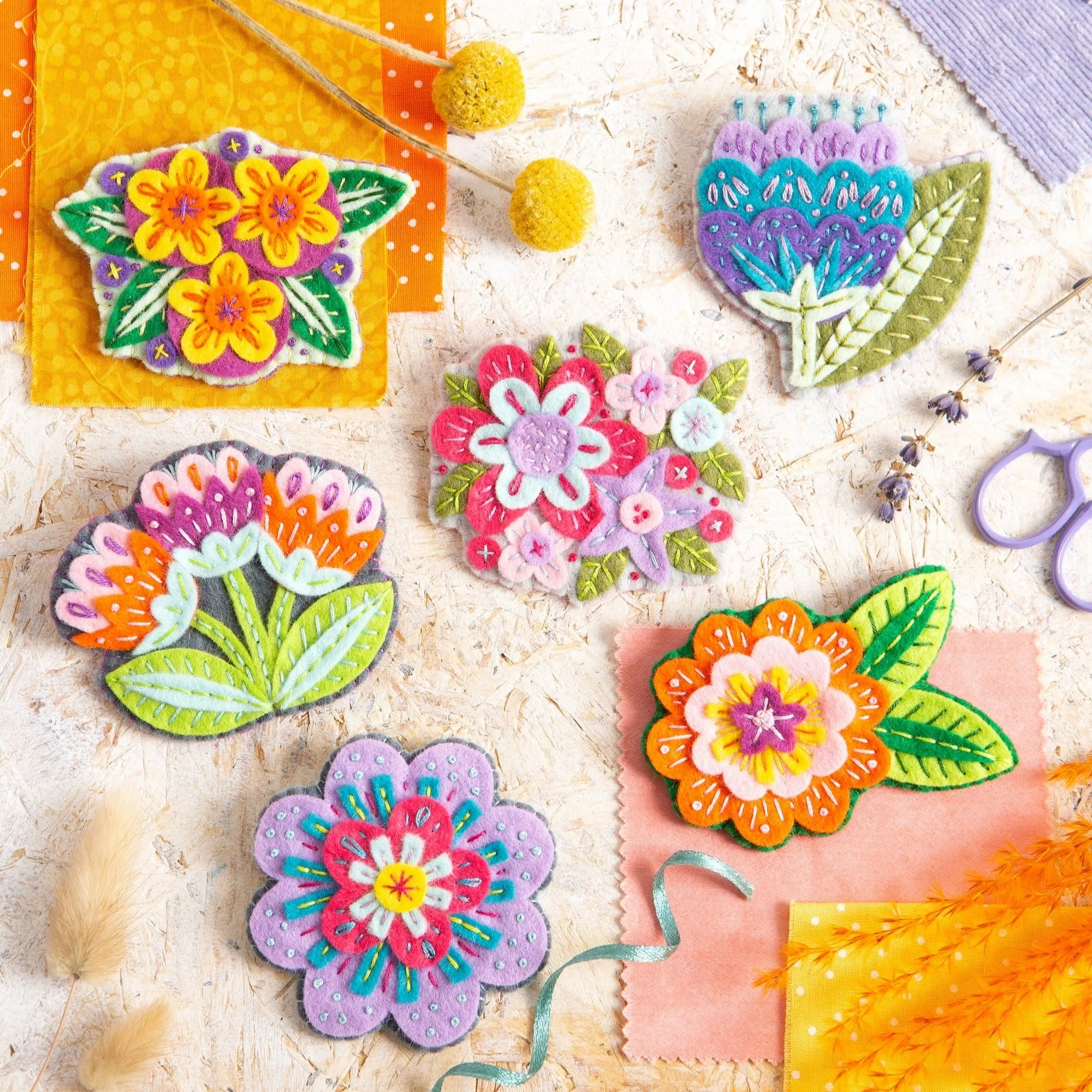 Marianne Flower Felt Craft Brooch Kit