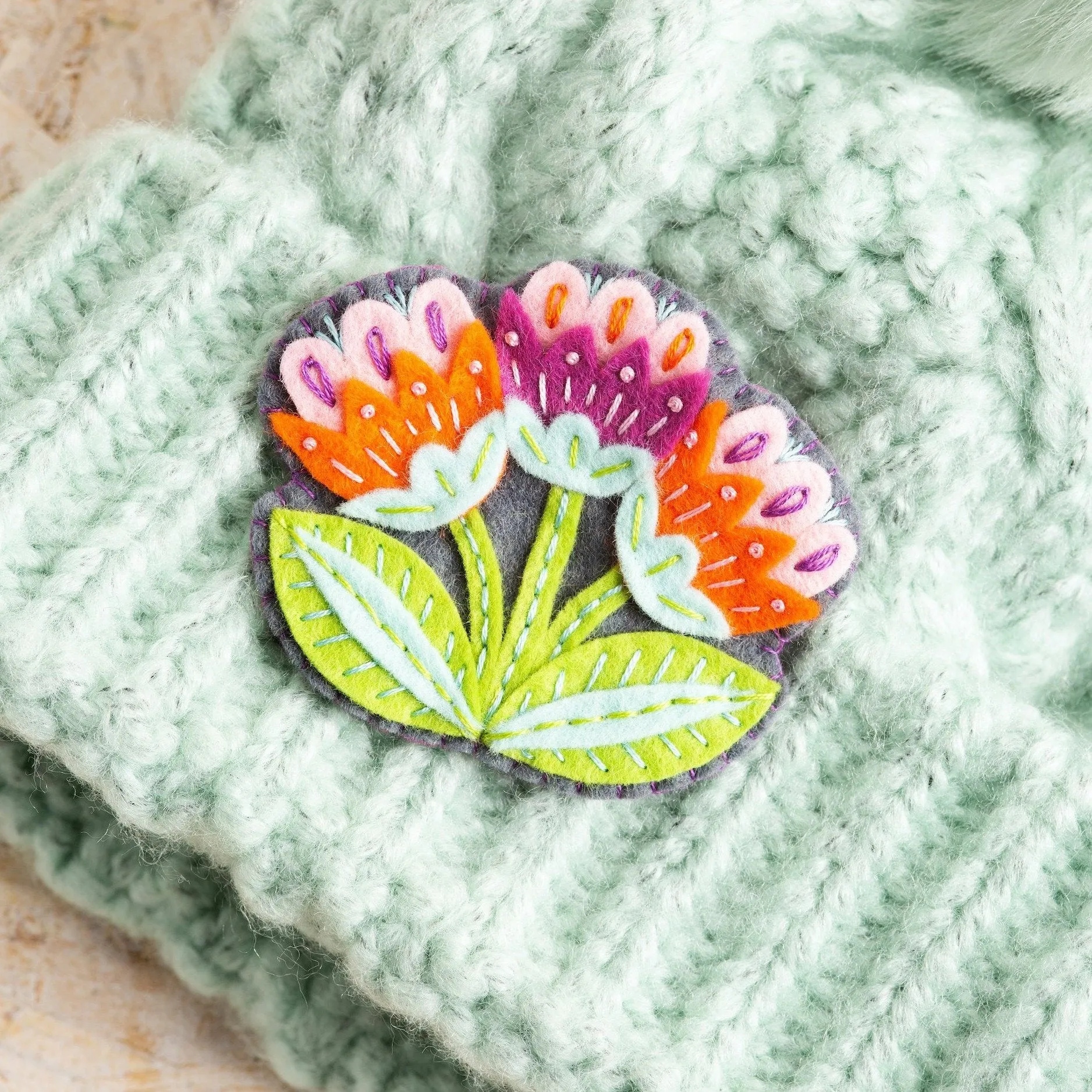 Marianne Flower Felt Craft Brooch Kit