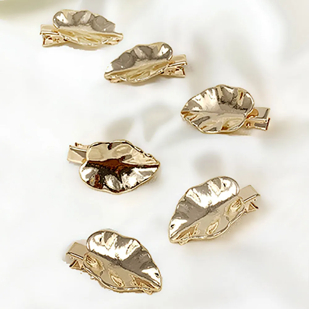 Metal Leaf Alligator Hair Barrettes/Clips 6 pieces