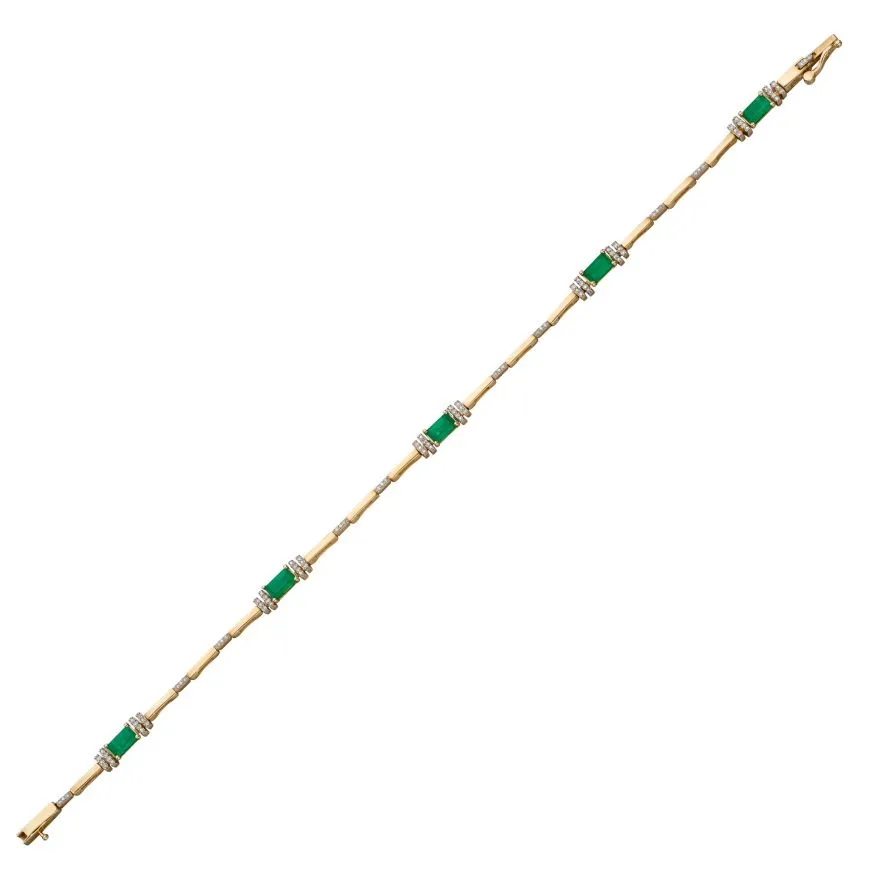 MILENA Emerald Baguette Tennis Bracelet In Yellow Gold