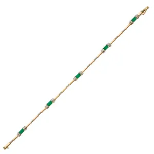 MILENA Emerald Baguette Tennis Bracelet In Yellow Gold