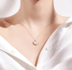 Moon Shape Crystal Necklace