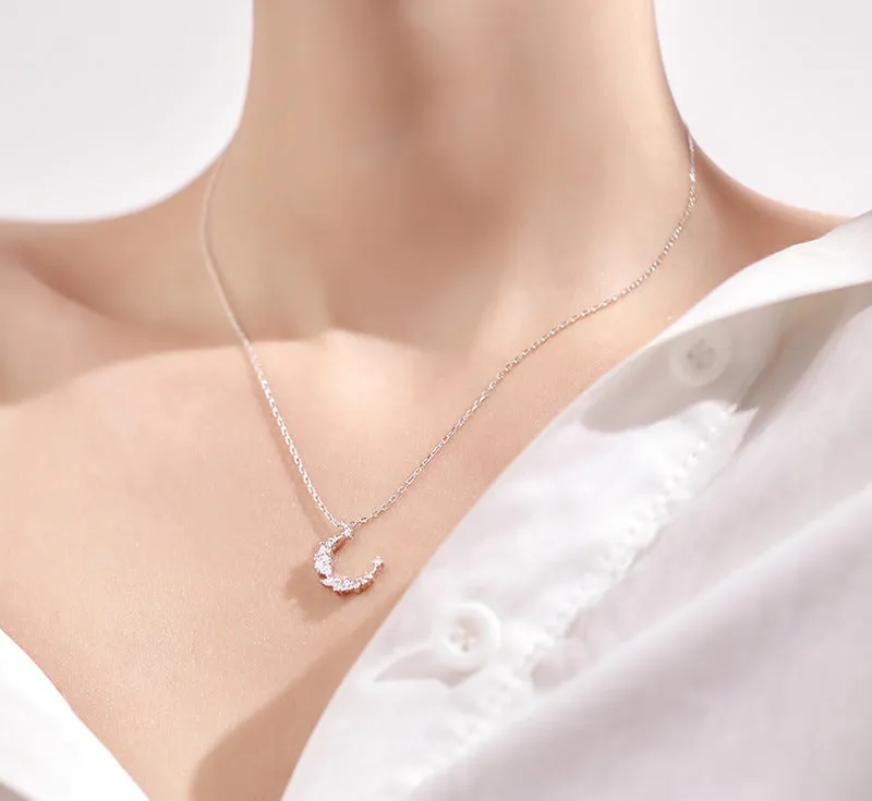 Moon Shape Crystal Necklace