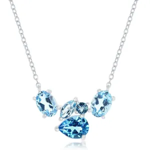 Multi-Shaped Swiss Blue Topaz Necklace in White Gold