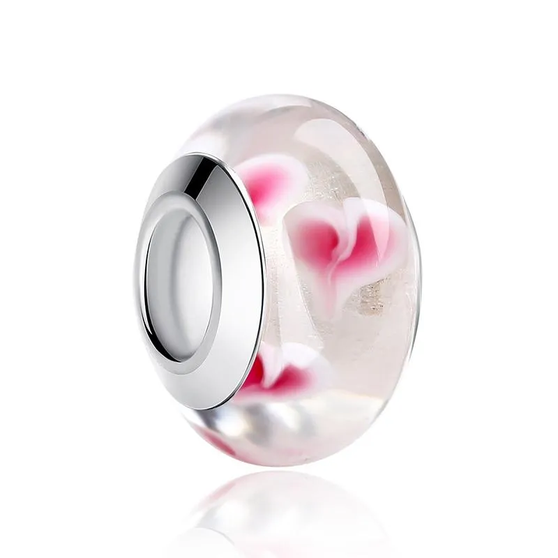 Multicolor Floral Murano Glass Charm Beads